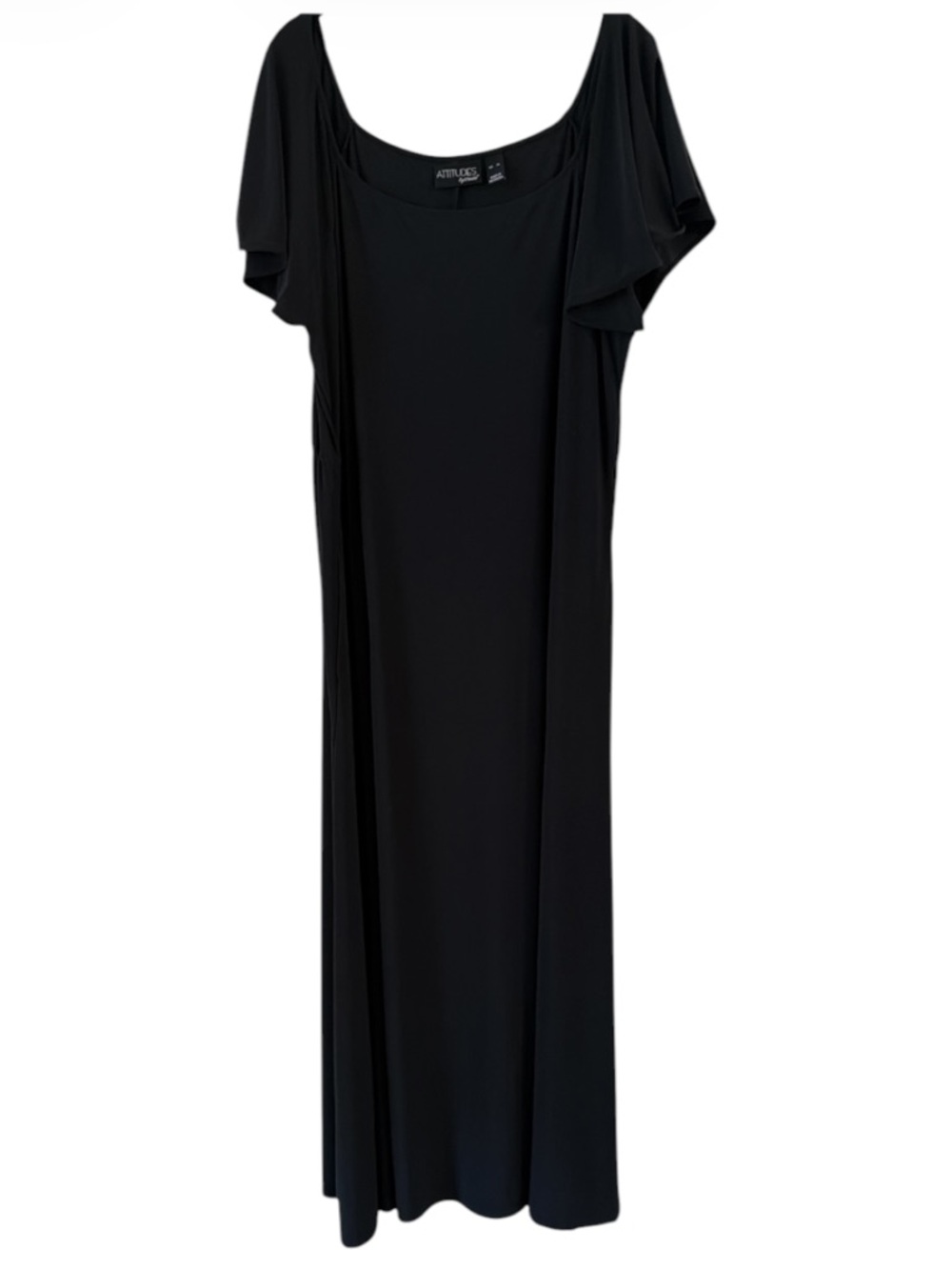 Attitudes by Renee Black Maxi Dress Flutter Sleeve Size XL